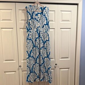 Boden Blue and White Floral Midi Dress